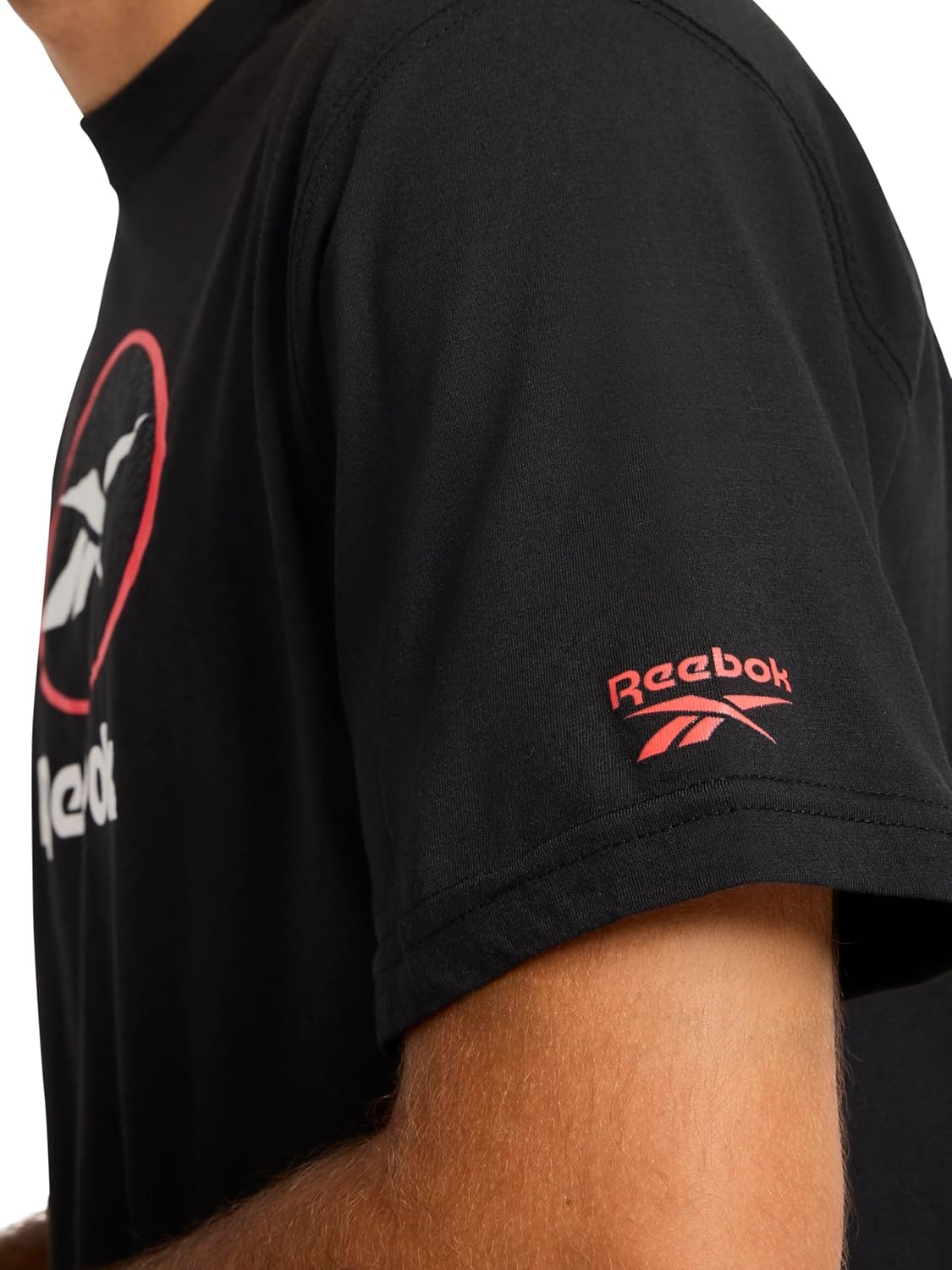 image:imageReebok Mens Short Sleeve Graphic Crewneck TShirt Standard Fit Lightweight CottonPoly FabricBlack Vertigo