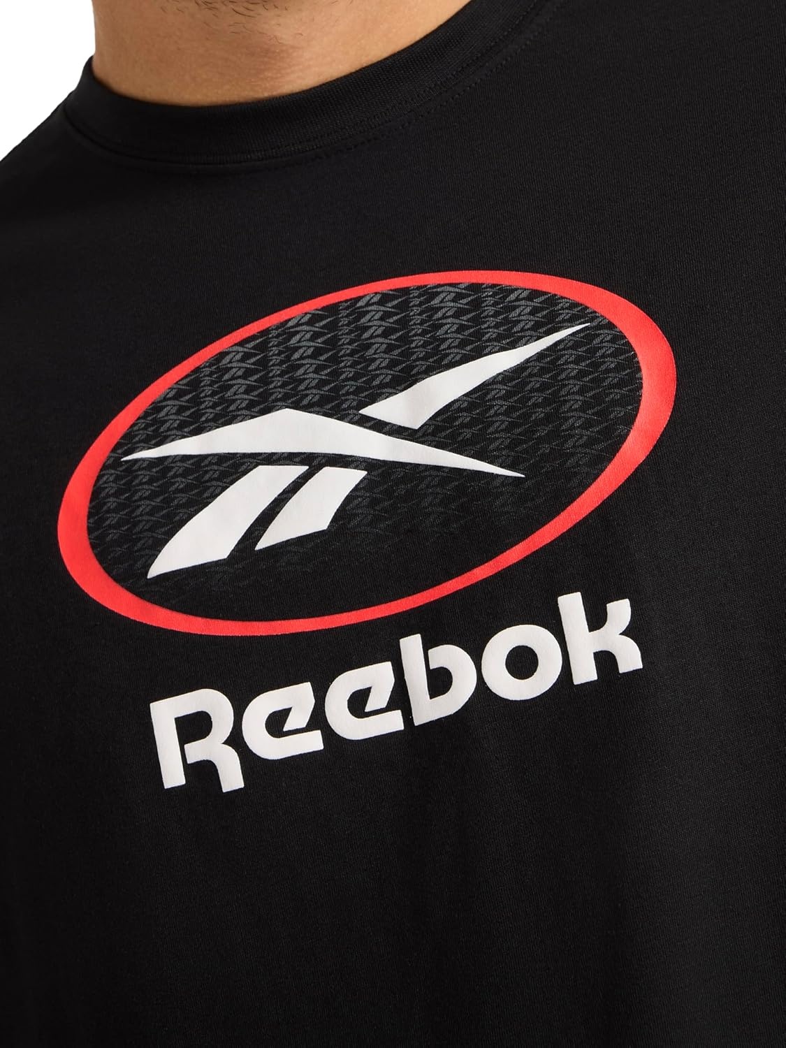 image:imageReebok Mens Short Sleeve Graphic Crewneck TShirt Standard Fit Lightweight CottonPoly FabricBlack Vertigo