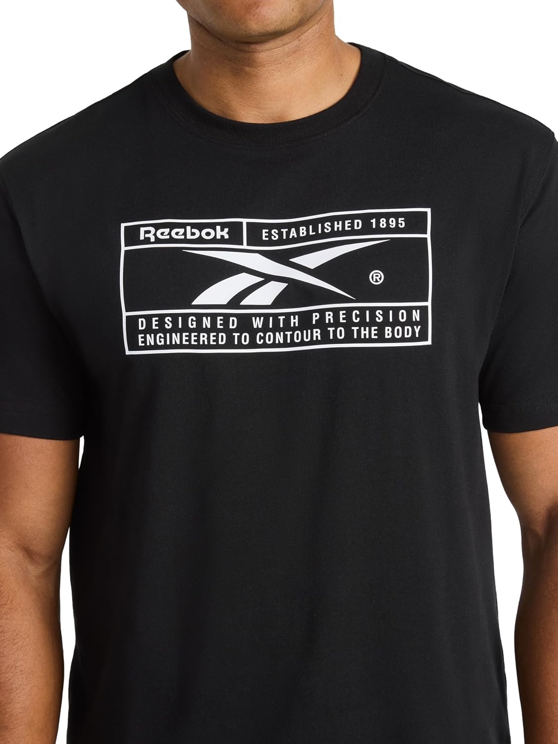image:imageReebok Mens Short Sleeve Graphic Crewneck TShirt Standard Fit Lightweight CottonPoly FabricBlackStark White Locker