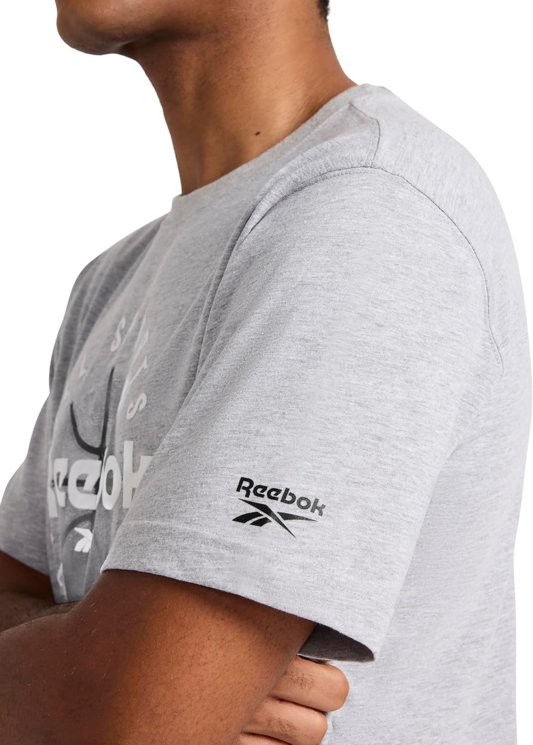 image:imageReebok Mens Short Sleeve Graphic Crewneck TShirt Standard Fit Lightweight CottonPoly FabricGrey Heather All Sports