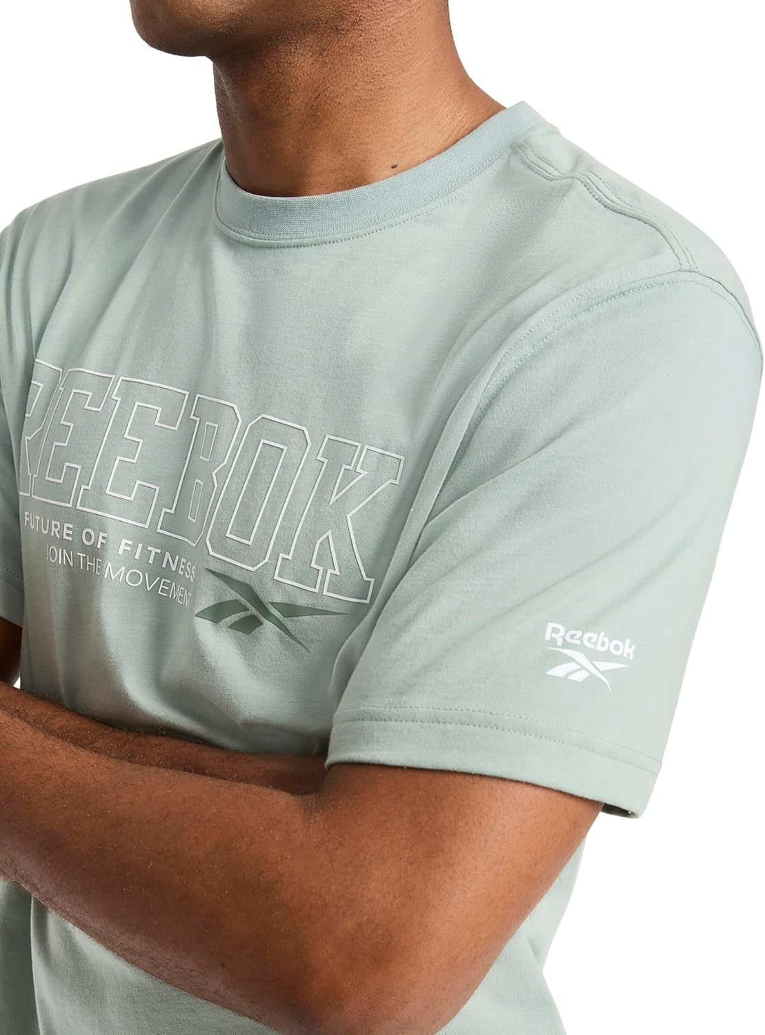 image:imageReebok Mens Short Sleeve Graphic Crewneck TShirt Standard Fit Lightweight CottonPoly FabricIceberg Green Intersect