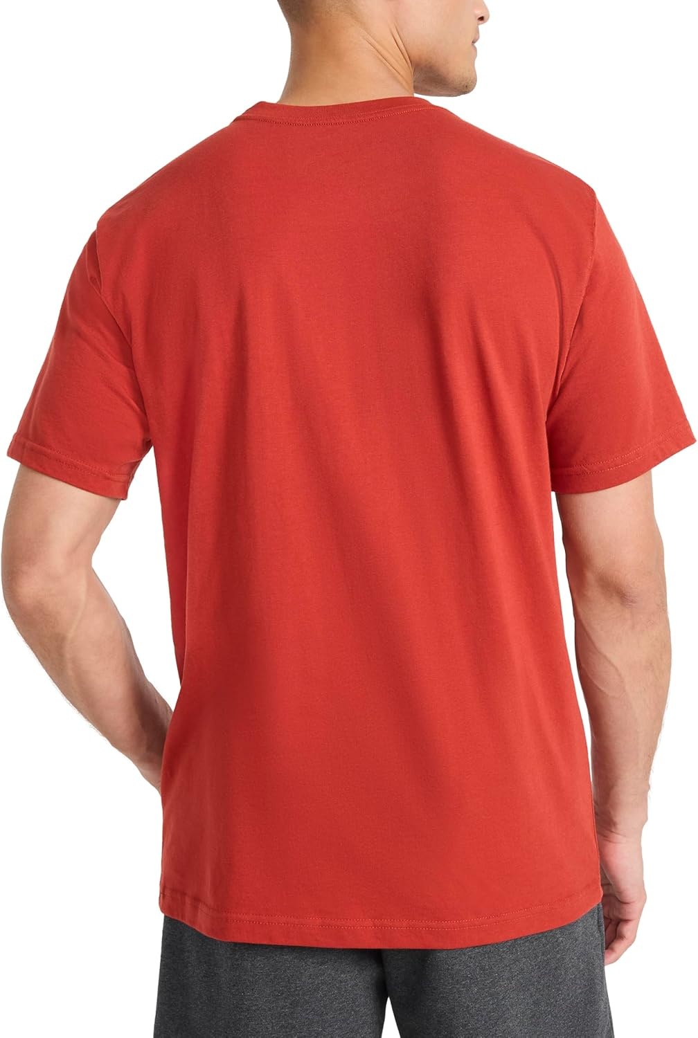 image:imageReebok Mens Short Sleeve Graphic Crewneck TShirt Standard Fit Lightweight CottonPoly FabricRed Ochre Vortex