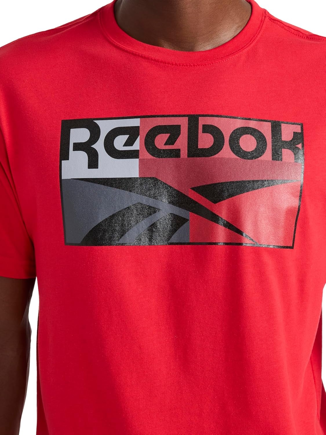 image:imageReebok Mens Short Sleeve Graphic Crewneck TShirt Standard Fit Lightweight CottonPoly FabricVector Red Charade