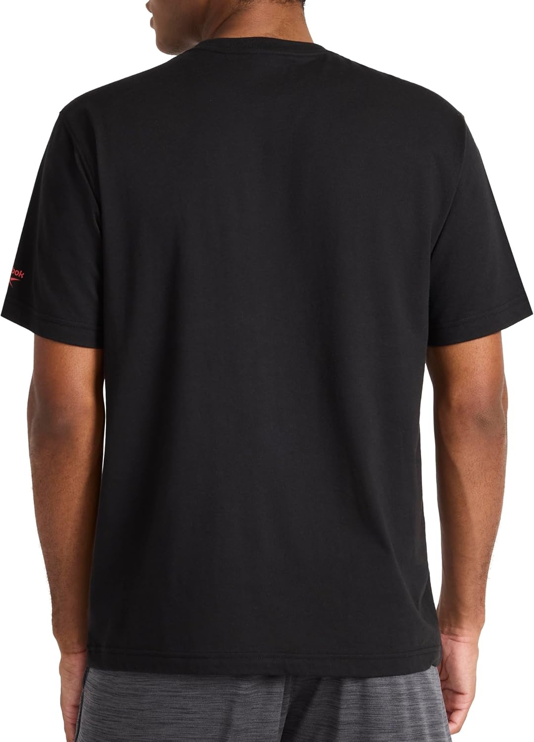 image:imageReebok Mens Small Logo Crewneck TShirt Standard Fit Lightweight CottonPoly Jersey FabricBlack Athletics Dept