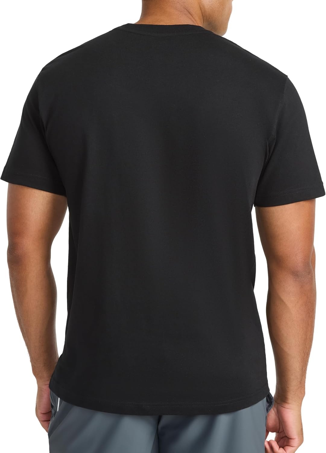 image:imageReebok Mens Small Logo Crewneck TShirt Standard Fit Lightweight CottonPoly Jersey FabricBlack Globe