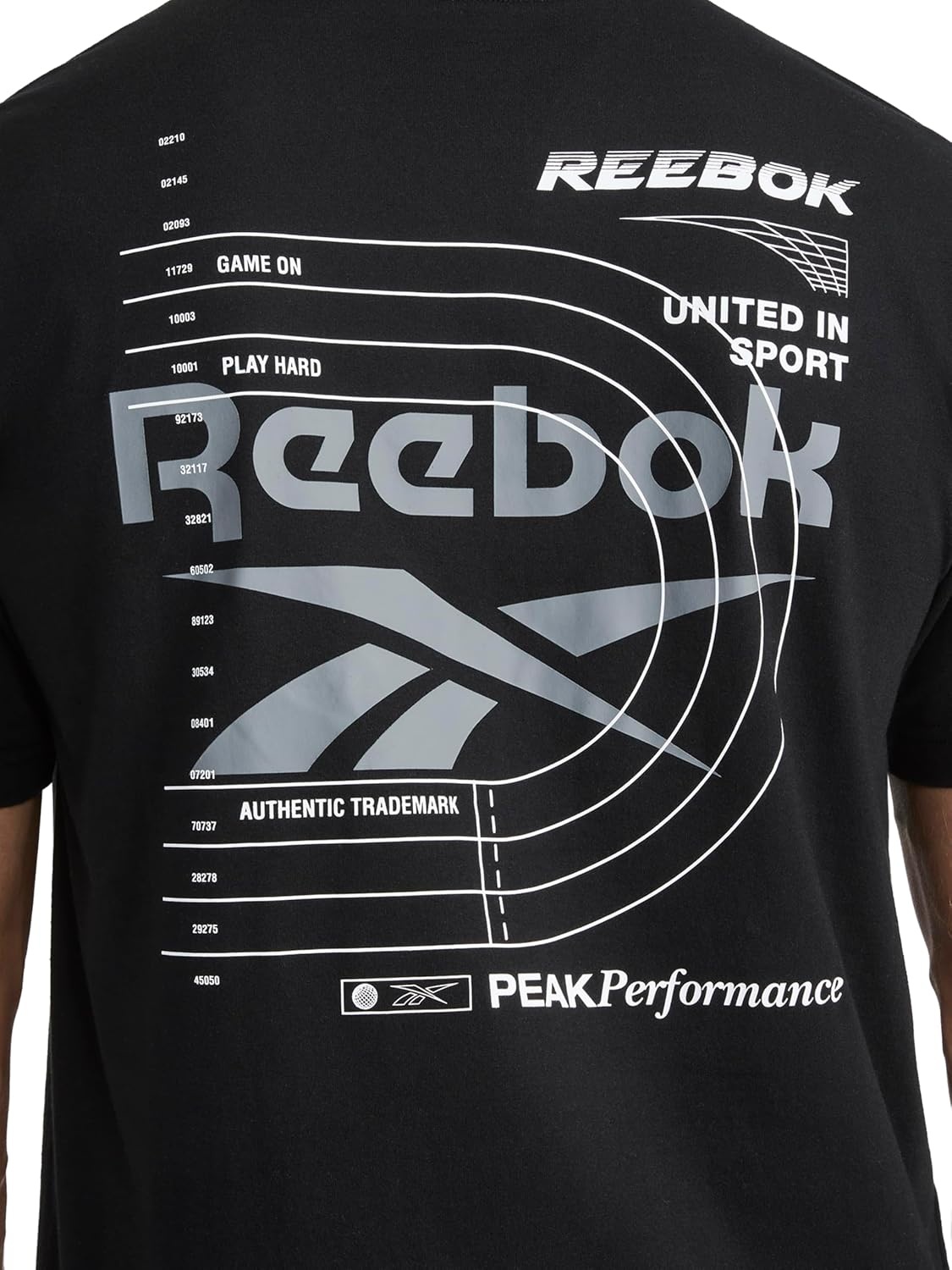 image:imageReebok Mens Small Logo Crewneck TShirt Standard Fit Lightweight CottonPoly Jersey FabricBlack Schematic