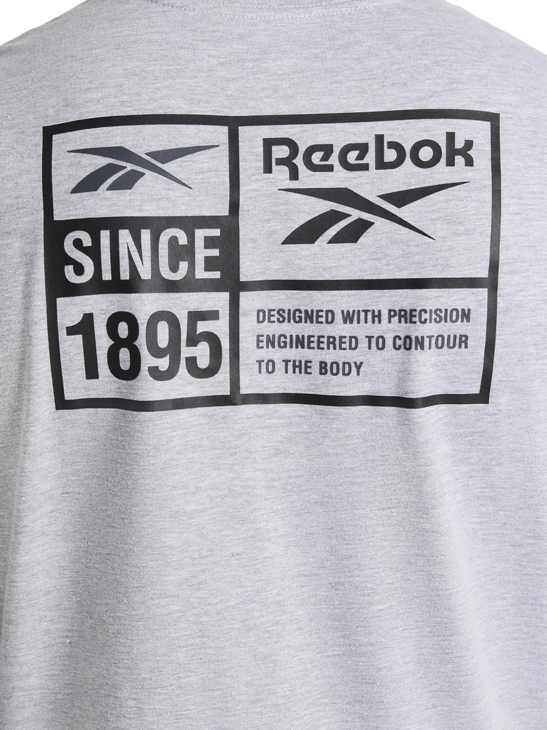 image:imageReebok Mens Small Logo Crewneck TShirt Standard Fit Lightweight CottonPoly Jersey FabricGrey Heather Expo