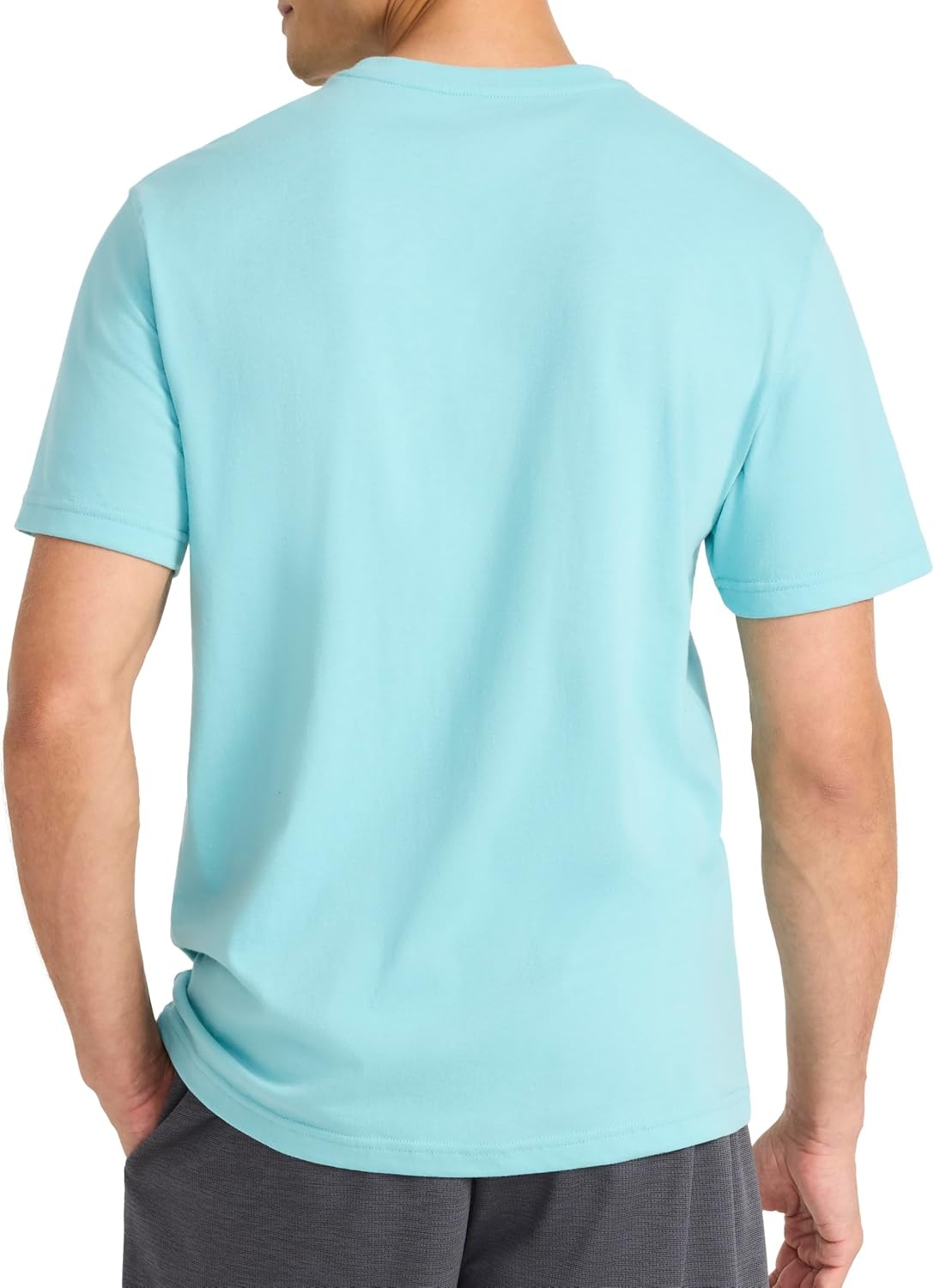 image:imageReebok Mens Small Logo Crewneck TShirt Standard Fit Lightweight CottonPoly Jersey FabricMarine Blue Small Embroidery