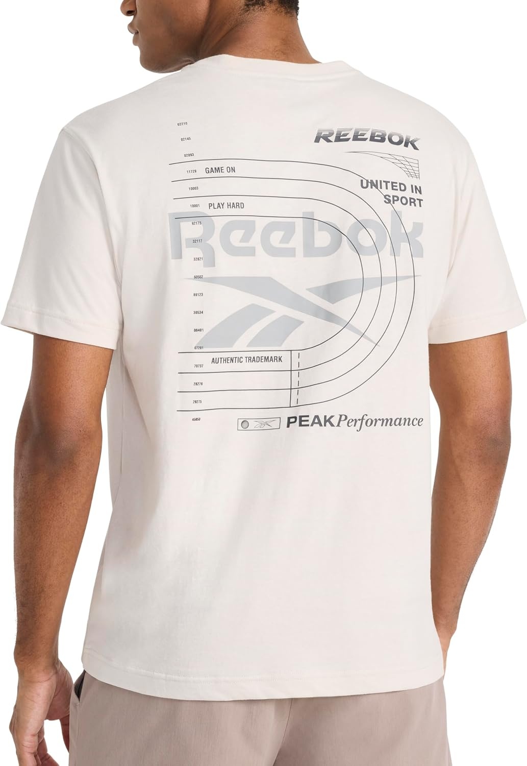 image:imageReebok Mens Small Logo Crewneck TShirt Standard Fit Lightweight CottonPoly Jersey FabricPumice Stone Schematic