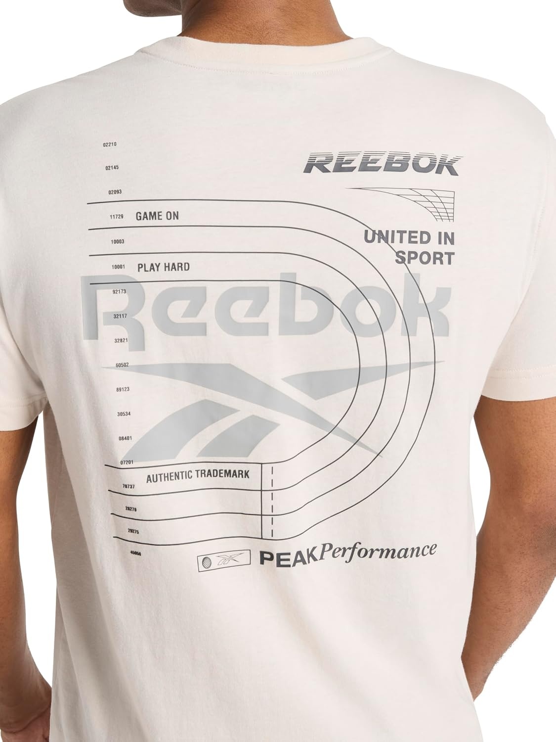 image:imageReebok Mens Small Logo Crewneck TShirt Standard Fit Lightweight CottonPoly Jersey FabricPumice Stone Schematic