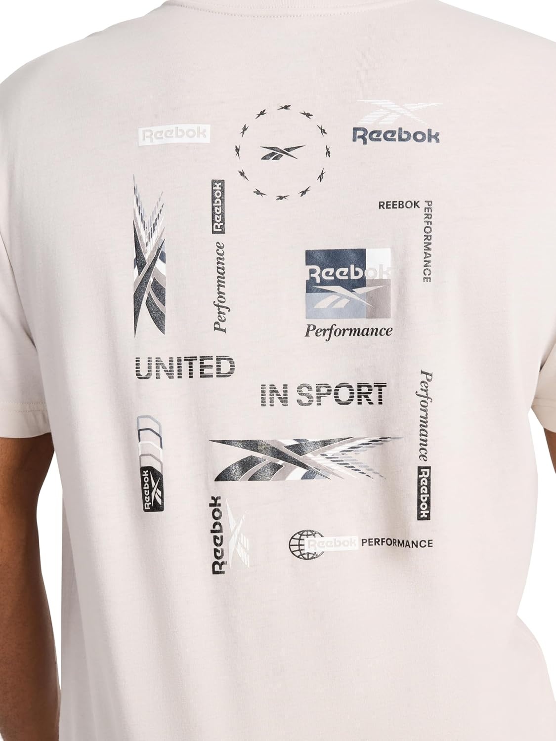 image:imageReebok Mens Small Logo Crewneck TShirt Standard Fit Lightweight CottonPoly Jersey FabricSilver Cloud Bebop