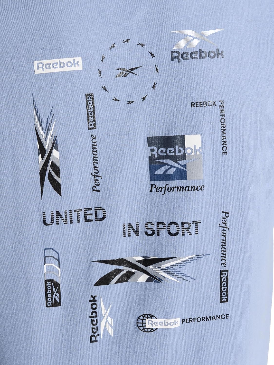 image:imageReebok Mens Small Logo Crewneck TShirt Standard Fit Lightweight CottonPoly Jersey FabricStonewash Bebop