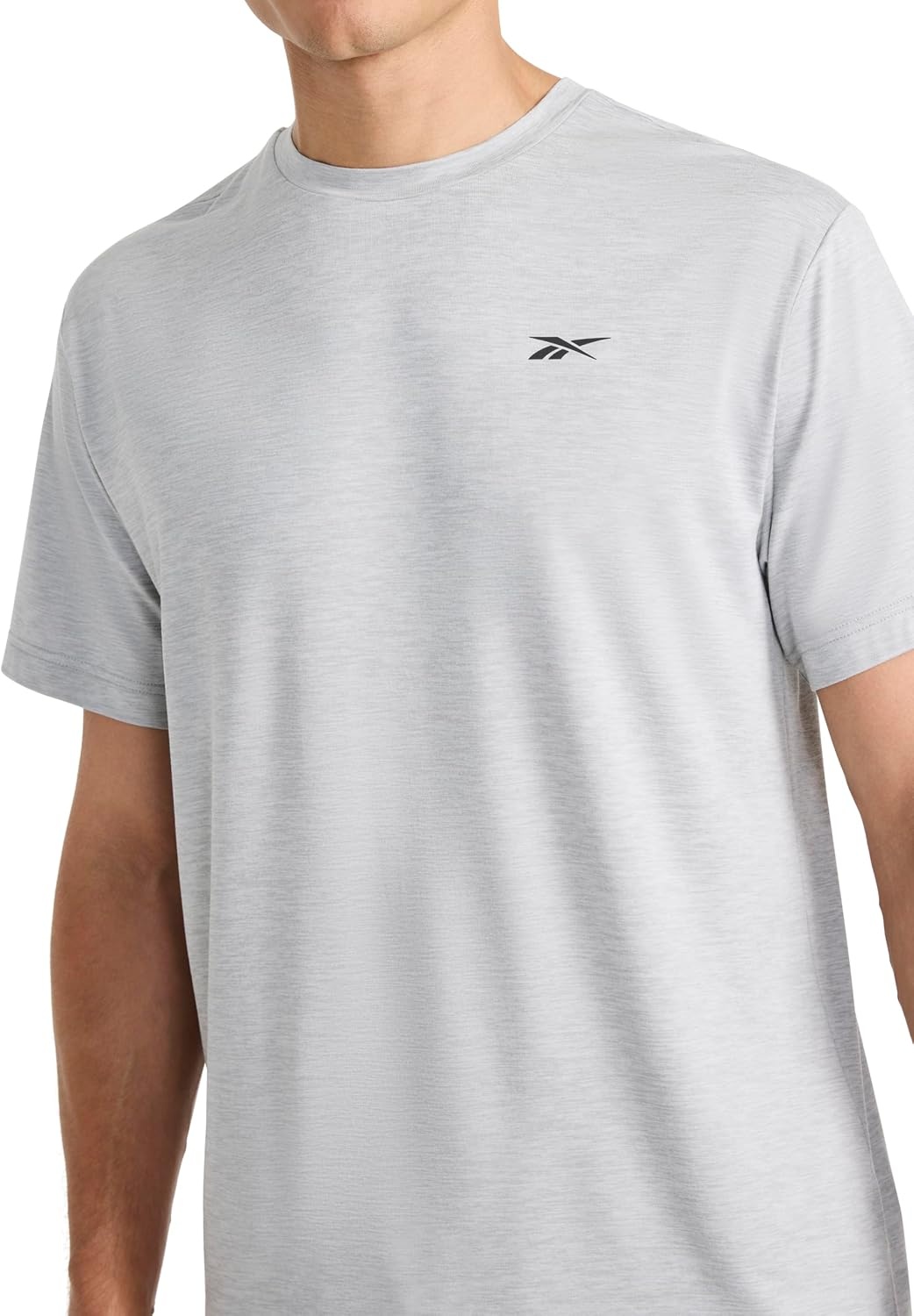 image:imageReebok Mens Strike Short Sleeve Crewneck TShirt Standard Fit Lightweight Stretch Poly Jersey FabricChrome Heather