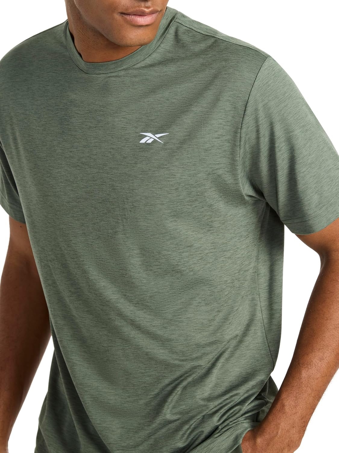 image:imageReebok Mens Strike Short Sleeve Crewneck TShirt Standard Fit Lightweight Stretch Poly Jersey FabricDuck Green Heather