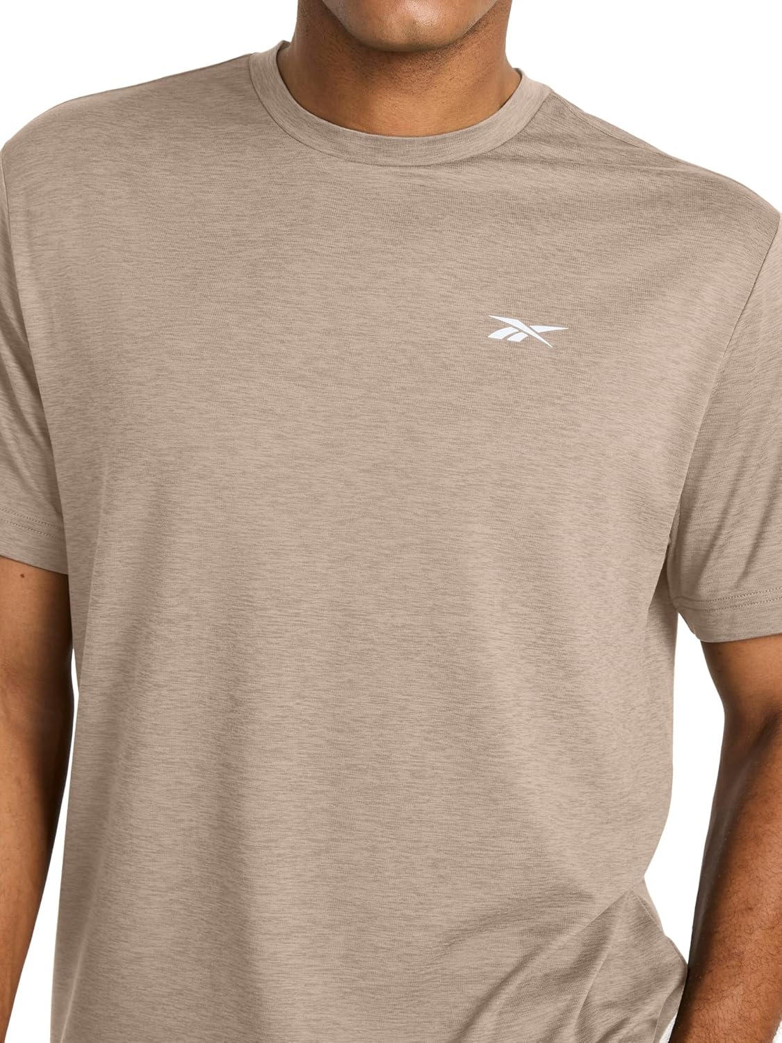 image:imageReebok Mens Strike Short Sleeve Crewneck TShirt Standard Fit Lightweight Stretch Poly Jersey FabricGritty Grey Heather