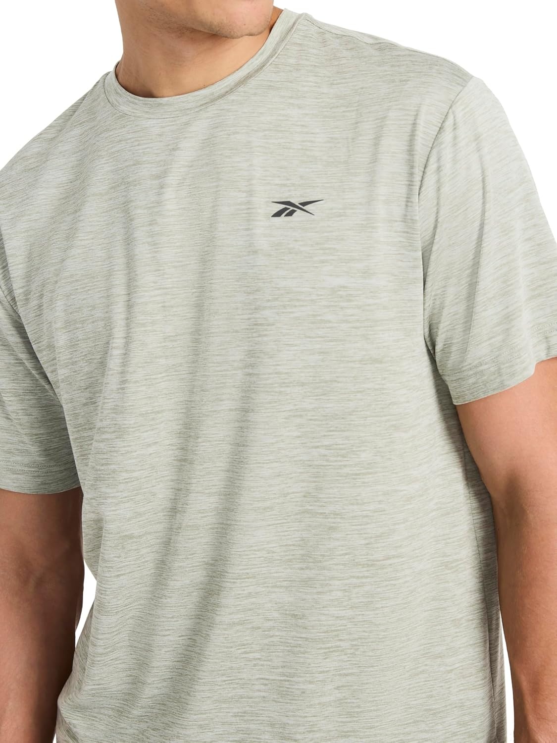 image:imageReebok Mens Strike Short Sleeve Crewneck TShirt Standard Fit Lightweight Stretch Poly Jersey FabricIceberg Green Heather