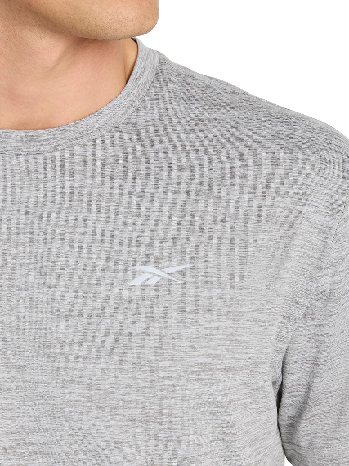 image:imageReebok Mens Strike Short Sleeve Crewneck TShirt Standard Fit Lightweight Stretch Poly Jersey FabricMedium Grey Heather