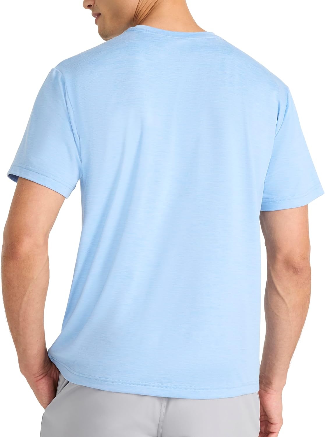 image:imageReebok Mens Strike Short Sleeve Crewneck TShirt Standard Fit Lightweight Stretch Poly Jersey FabricPlacid Blue Heather