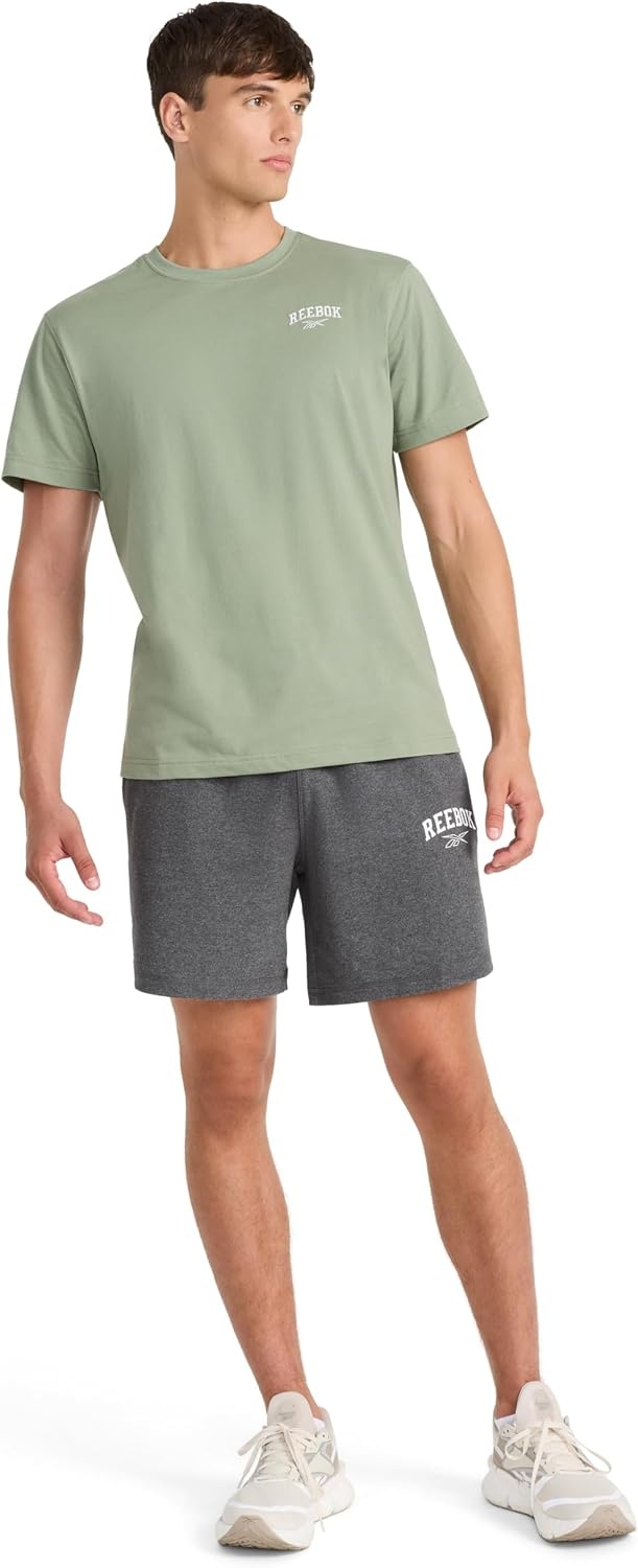 image:imageReebok Mens Touchdown Crewneck TShirt Standard Fit Lightweight CottonPoly FabricSea Spray