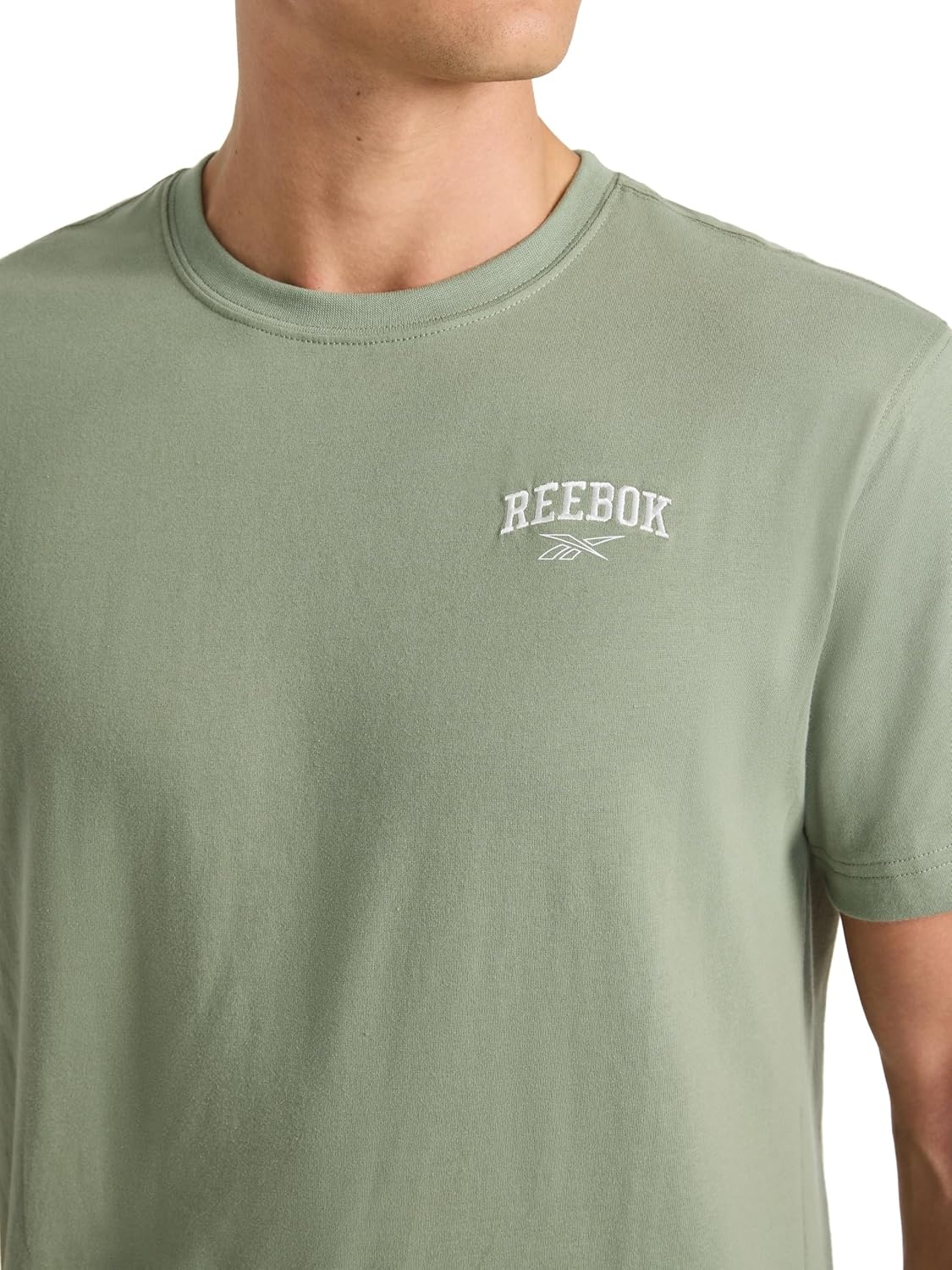 image:imageReebok Mens Touchdown Crewneck TShirt Standard Fit Lightweight CottonPoly FabricSea Spray