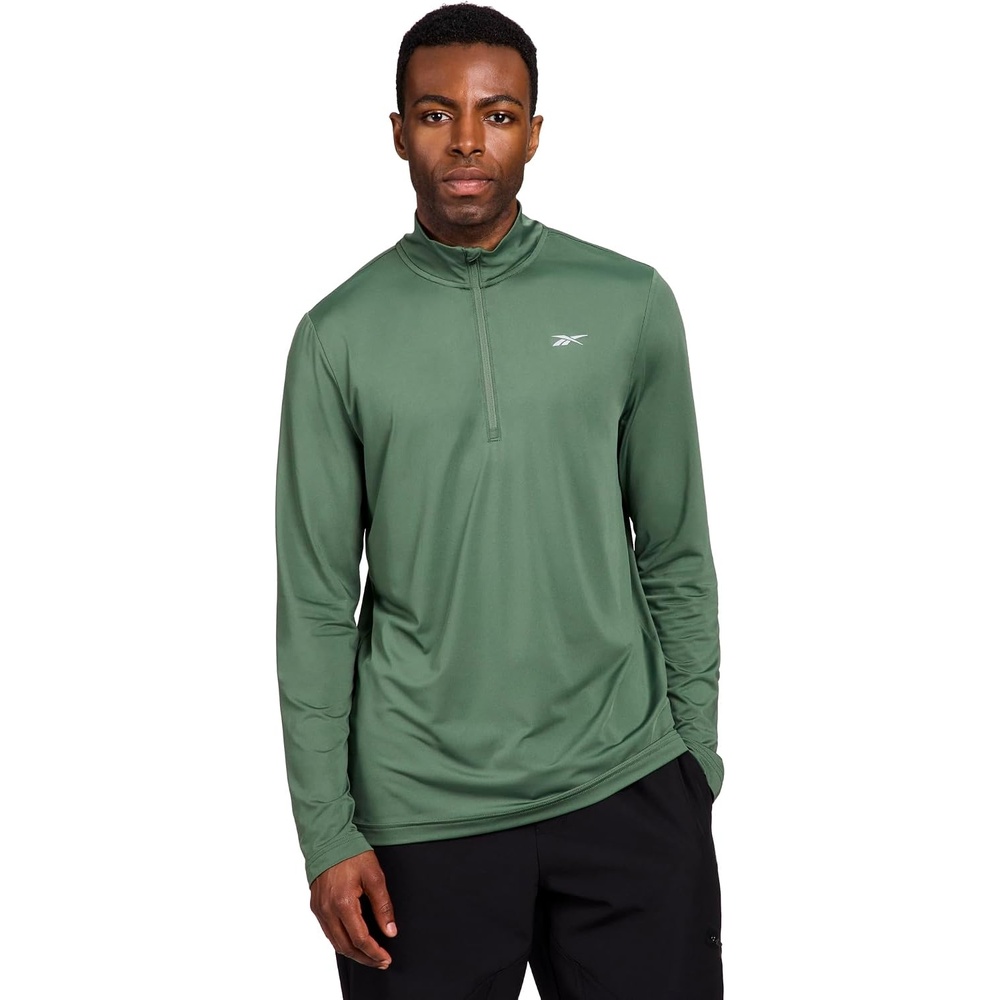 image:imageReebok Energy Mens Long Sleeve Performance 14 Zip TopDuck Green