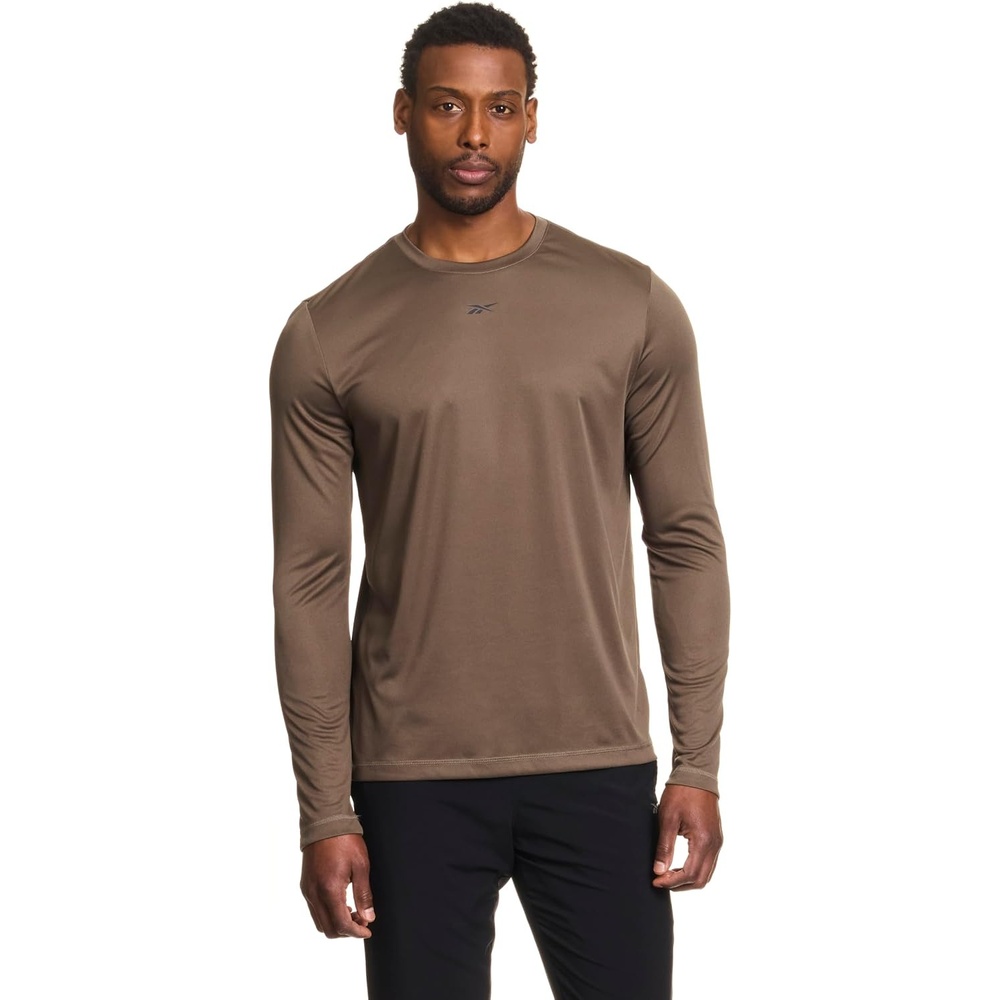 image:imageReebok Mens Id Train Long Sleeve Tech Crewneck TShirtArmy Green