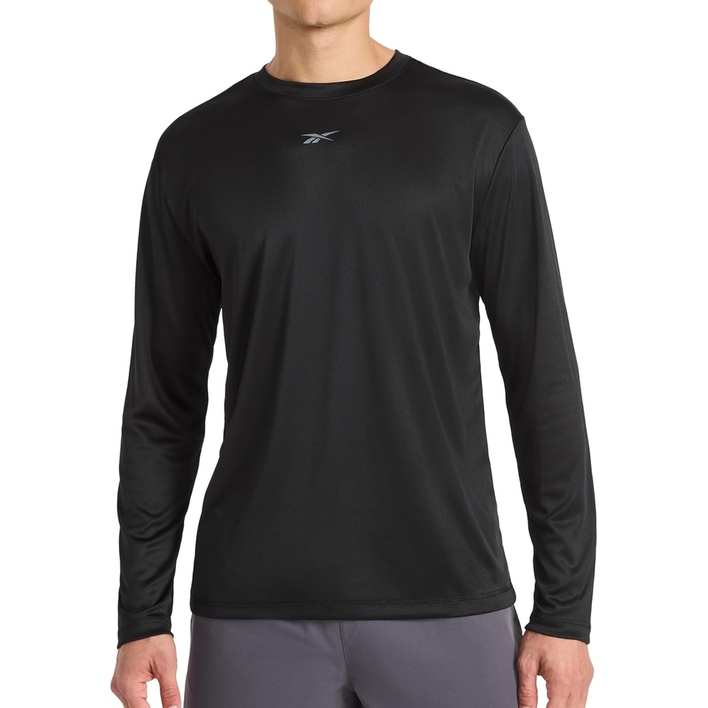 image:imageReebok Mens Id Train Long Sleeve Tech Crewneck TShirtOriginal Black