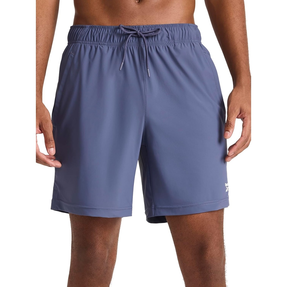 image:imageReebok Mens Pace Training 7 Short Standard Fit Lightweight Stretch Recycled Nylon FabricNightshadow Blue