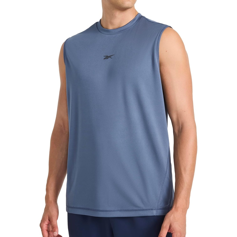 image:imageReebok Mens Sleeveless Muscle Tank SingletWashed Indigo Complete Muscle