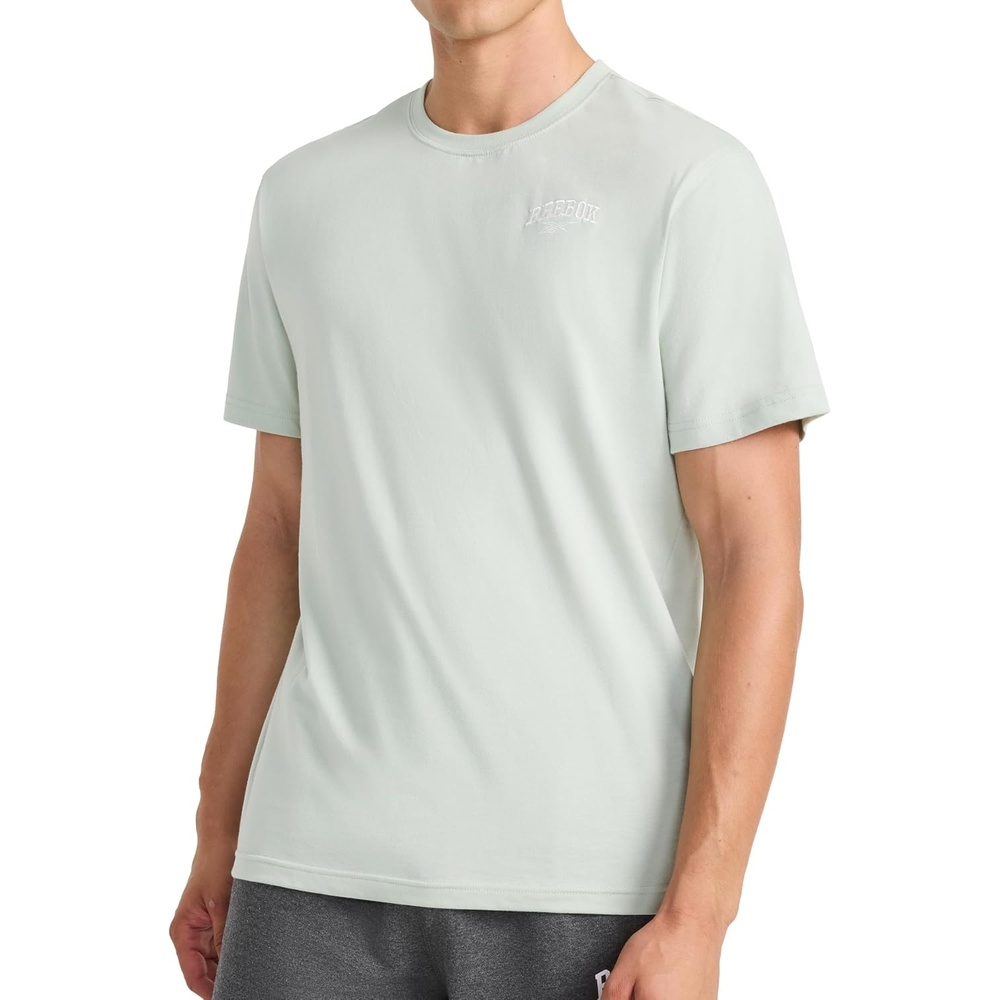 image:imageReebok Mens Touchdown Crewneck TShirt Standard Fit Lightweight CottonPoly FabricClever Sage